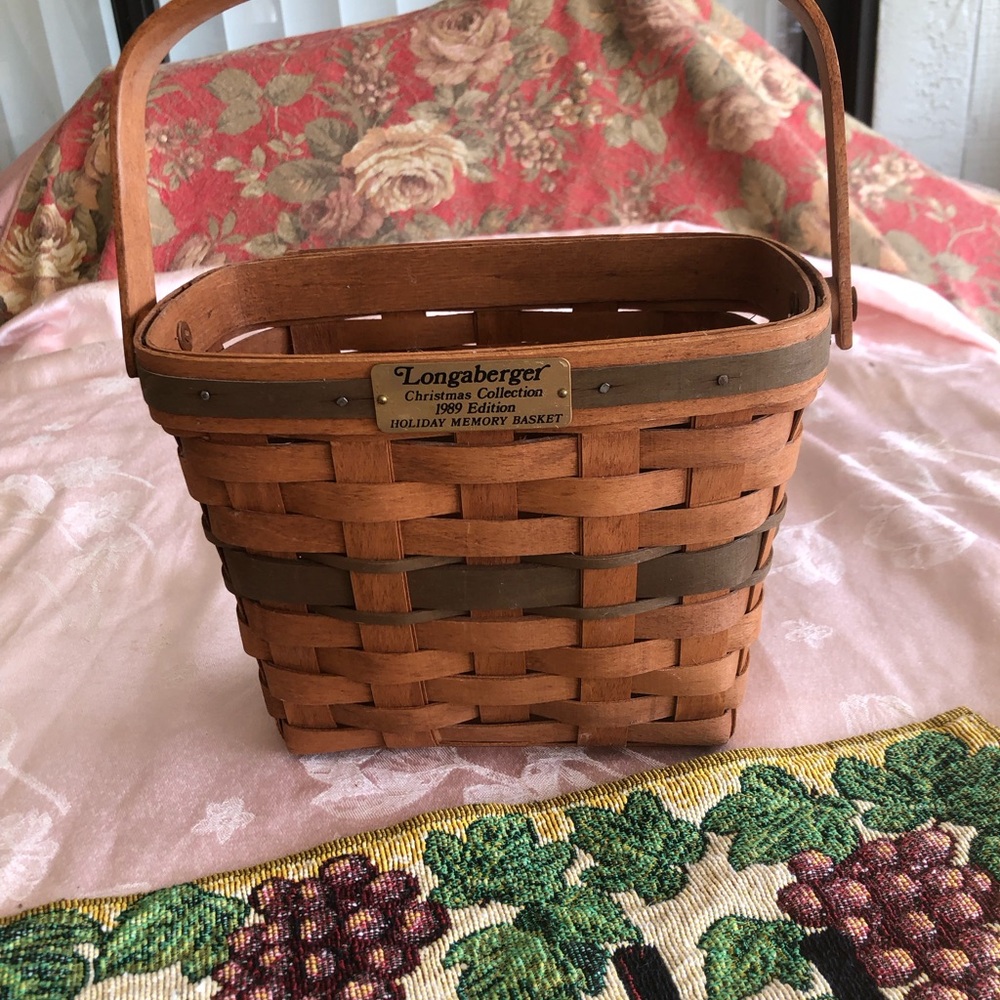Longaberger Christmas Collection 1989 Holiday Memory Basket Trimmed In Green USA